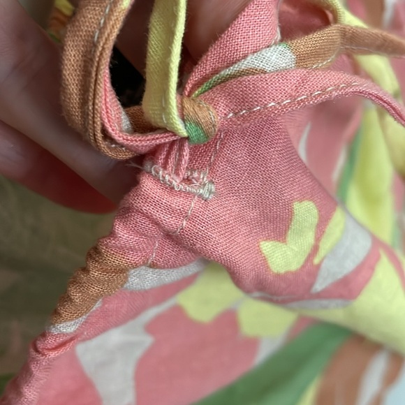 Square neck lime yellow coral spring palette short sleeve elastic adjust top NWT - Picture 7 of 12